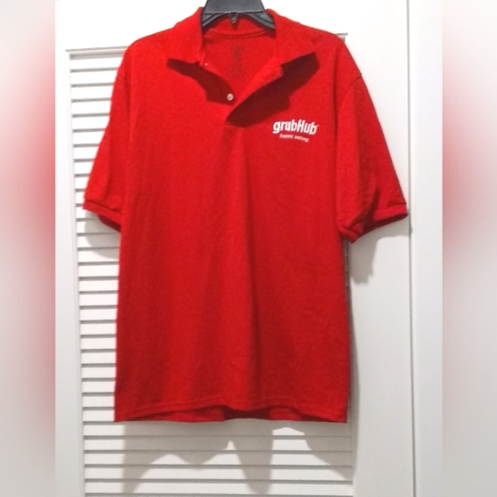 New GrubHub Polo Shirt Unisex Men Women Red Medium